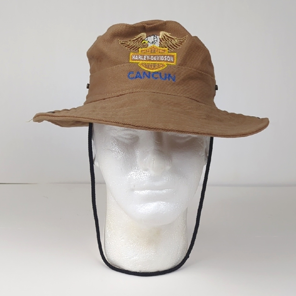 HARLEY DAVIDSON Tan Brown Cadet Drill Sargent Bucket Hat
